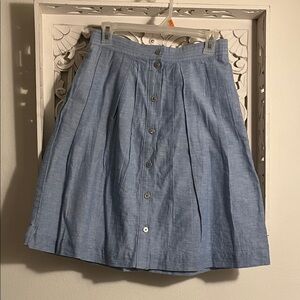 J. Crew Light Blue Button-Front A-Line Skirt